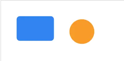 Blue rounded rectangle and amber circle rendered on Fabric.js canvas