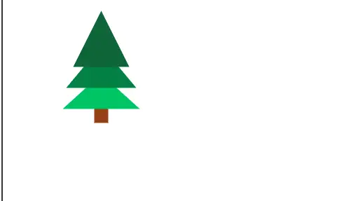 Pine tree made of three green triangles and a brown rectangular stump