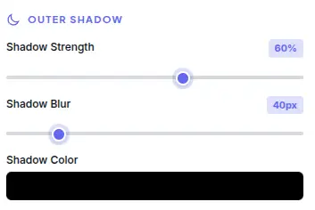 Frame Generator shadow controls with blur, color, offset settings for realistic depth and 3D appearance