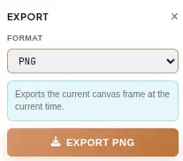 Pattern Generator export settings showing PNG, SVG, WebM, and MP4 format options with resolution controls