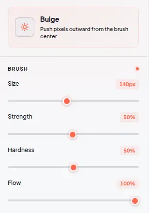 Image Distorter filter settings panel showing 8 one-click filter options with real-time preview controls