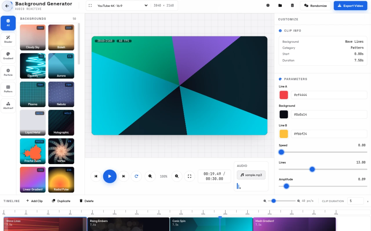 Audio Reactive Background & Pattern Generator — Free Audio Reactive Background & Pattern Generator