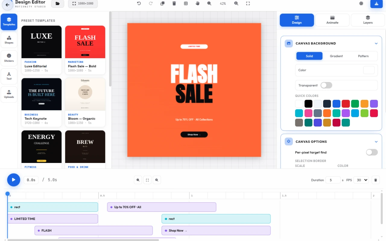 Design Editor — Free Motion Graphics & Animated Design Editor